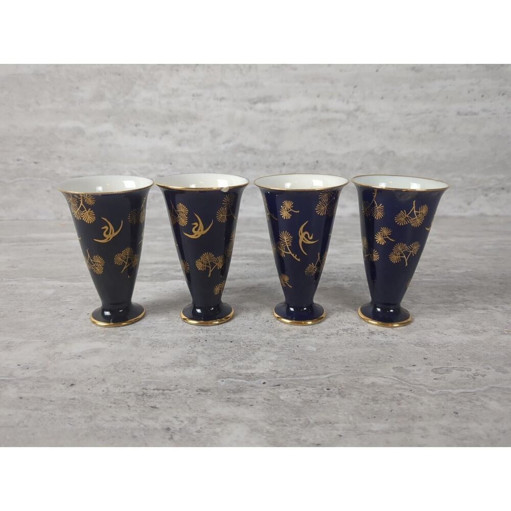 Cobalt Blue Saki/Egg Cups, Japan, Lot‎ of 4